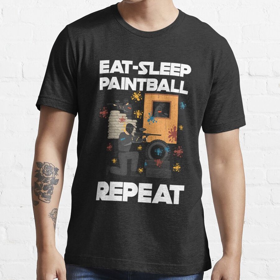 eat sleep paintball game paintball player gift thomas larch transparent Essential T-Shirt