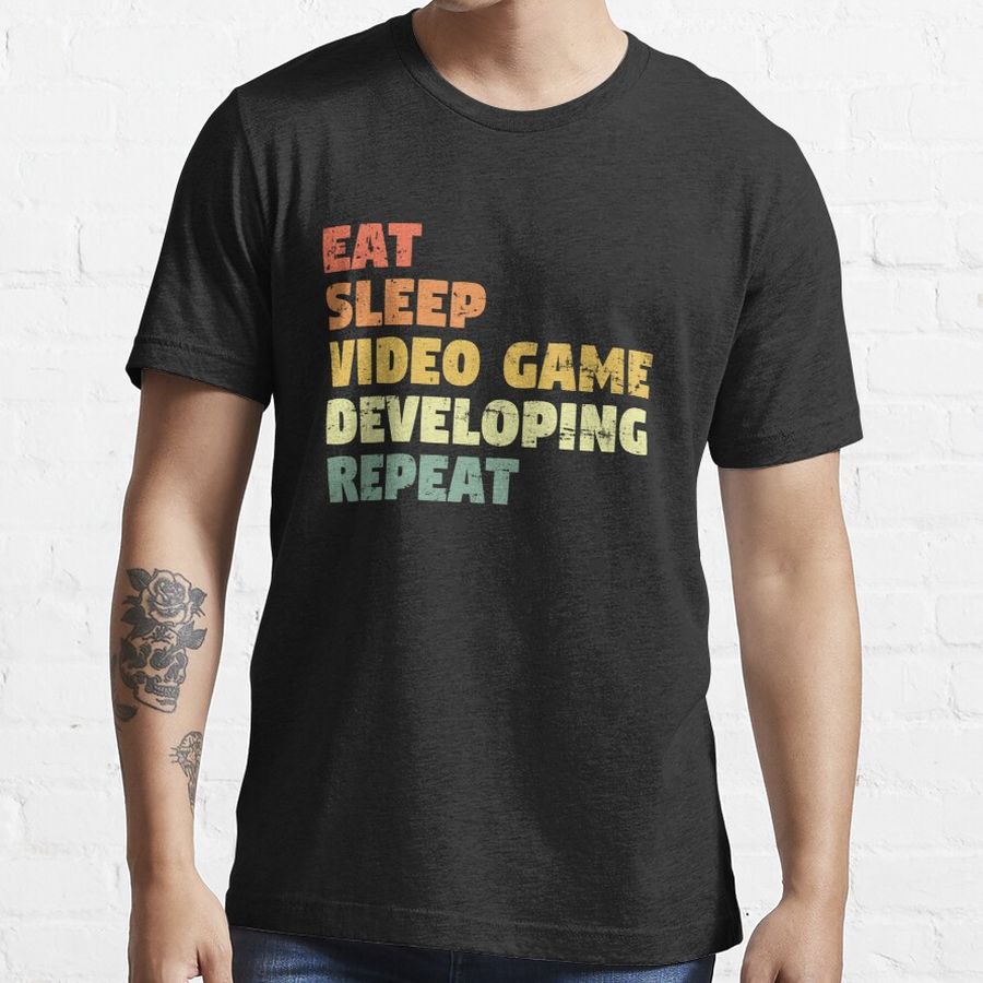 Eat Sleep Video game developing Repeat, Gift for Video game developing Lovers Essential T-Shirt