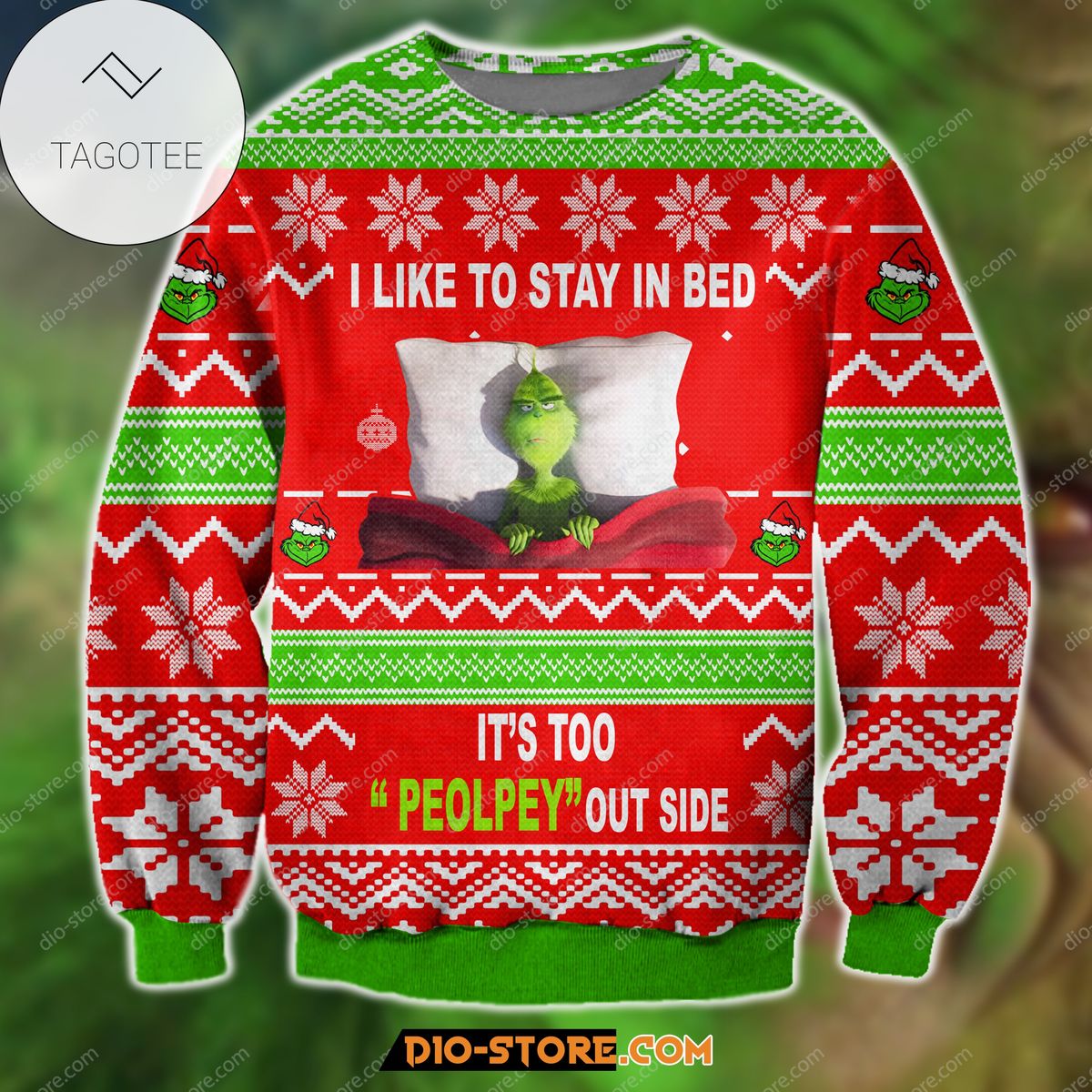 ed The Grinch I Like To Stay In Bed Ugly Sweater