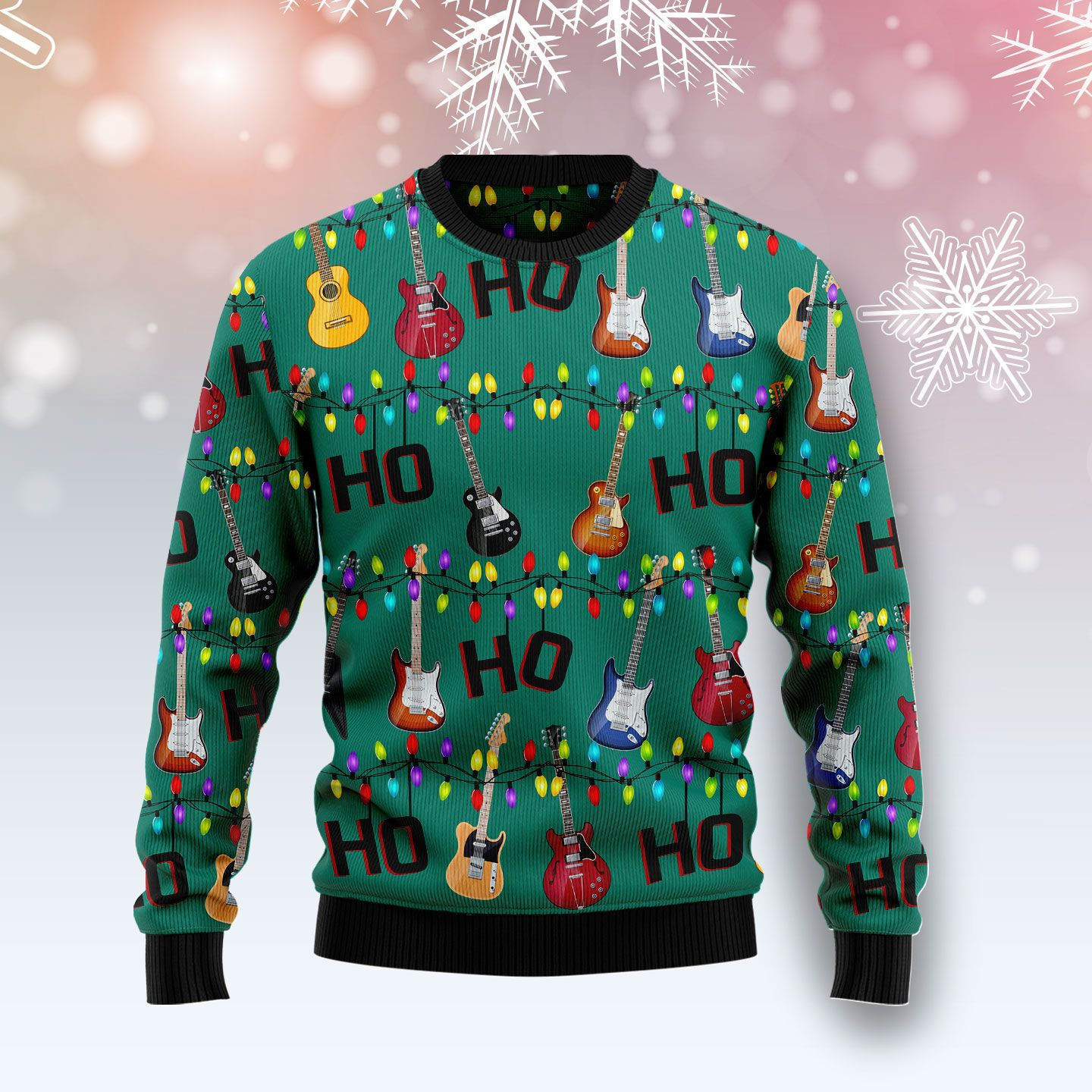 Electric Guitar Hohoho Ugly Sweater