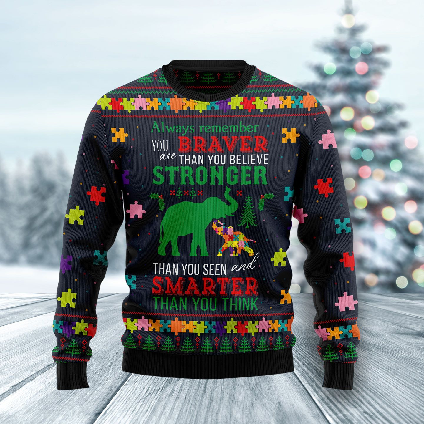 Elephant Autism Awareness Ugly Sweater