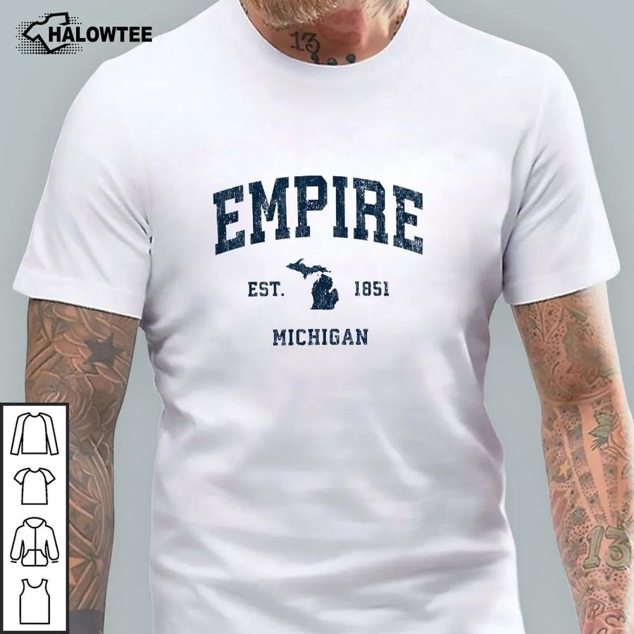 Empire Michigan Mi Est 1851 Shirt Vintage Athletic Navy Sports Design Cool Old School Logo