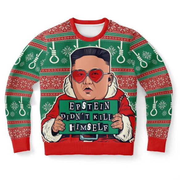Epstein Didn't Kill Ugly Christmas Kim Jong Un Wool Knitted Sweater