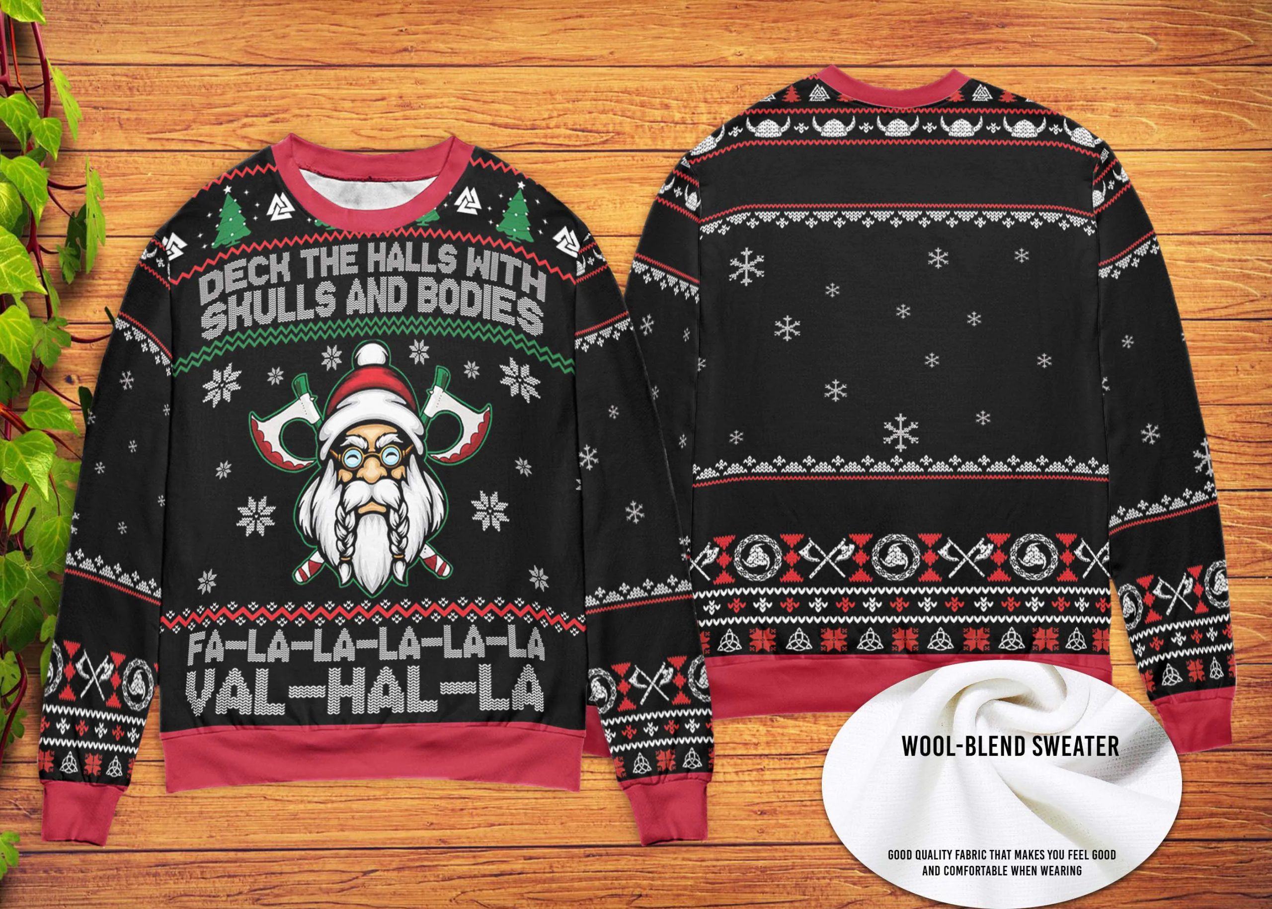 Fa La La La Valhalla La Viking Ugly 1 Christmas Happy Xmas Wool Knitted Sweater
