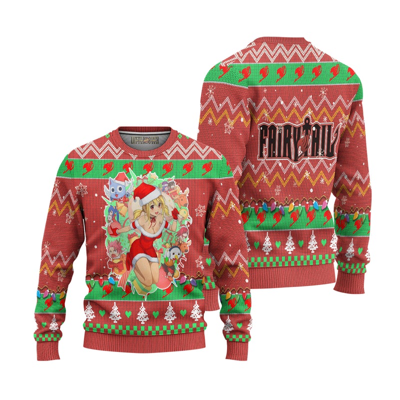 Fairy Tail Anime Ugly Christmas Sweater Custom Pink Xmas Gift
