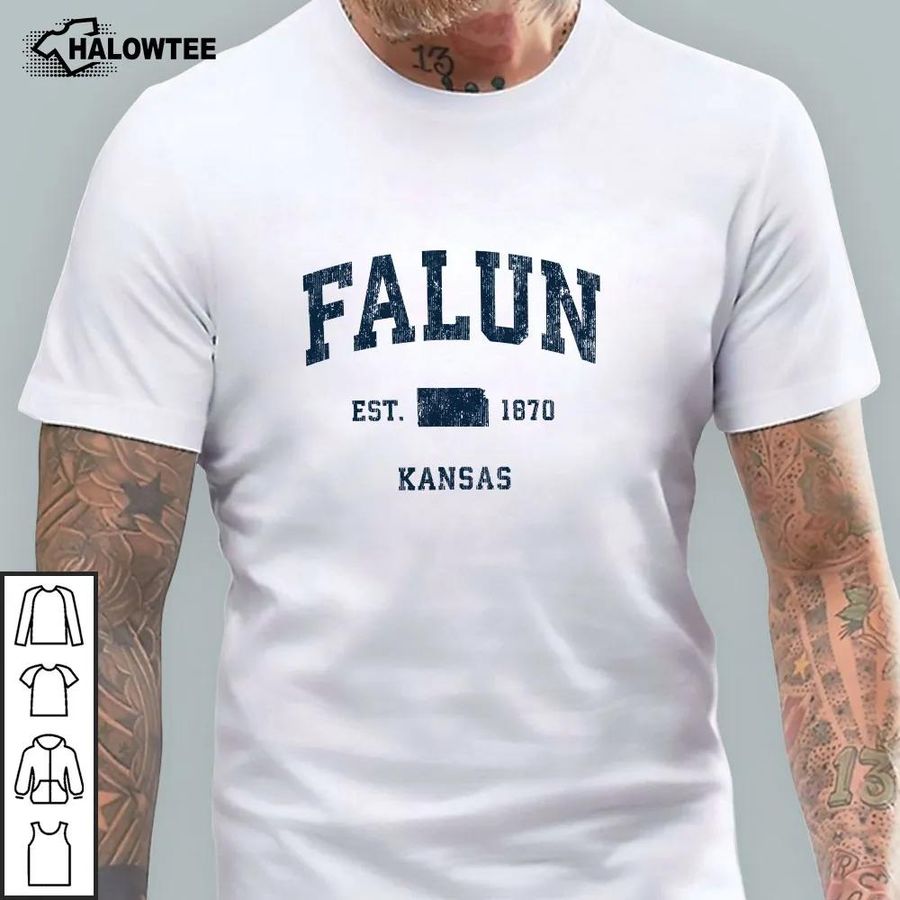 Falun Kansas Ks Shirt Vintage Athletic Navy Sports Design Cool Old School Logo