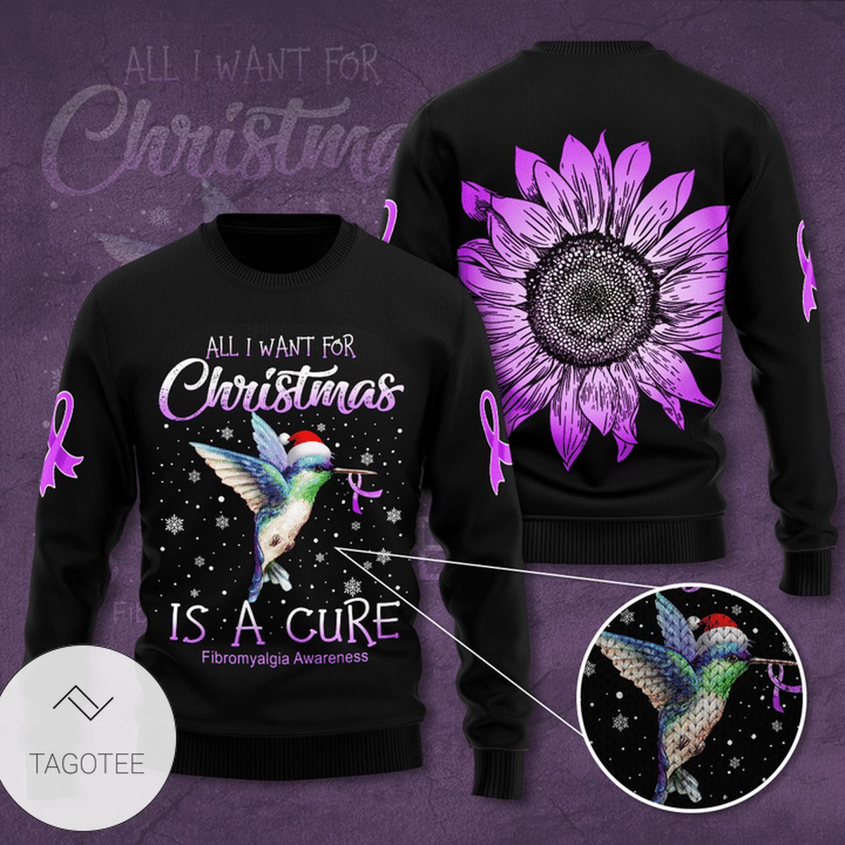 Fibromyalgia Awareness All I Want For Christmas Is A Cure Ugly Sweater