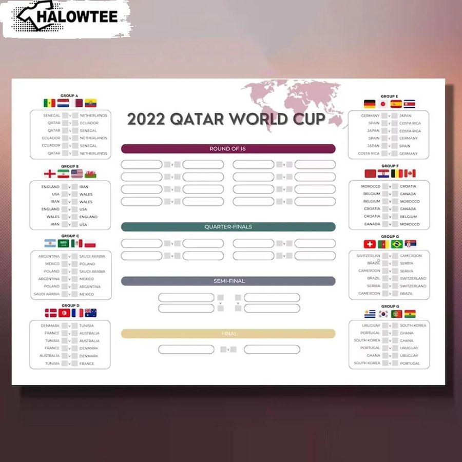 Fifa 2022 Qatar World Cup Wallchart Poster Canvas