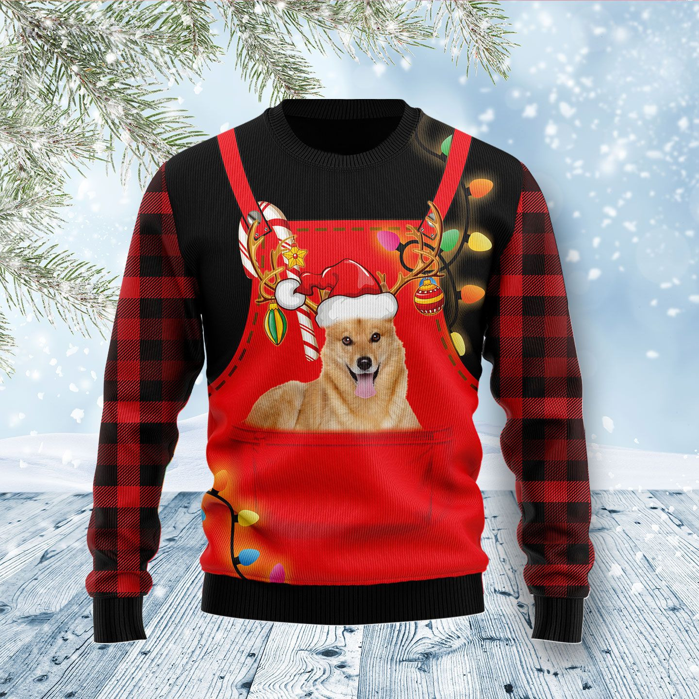 Finnish Spitz In Pocket Ugly Sweater