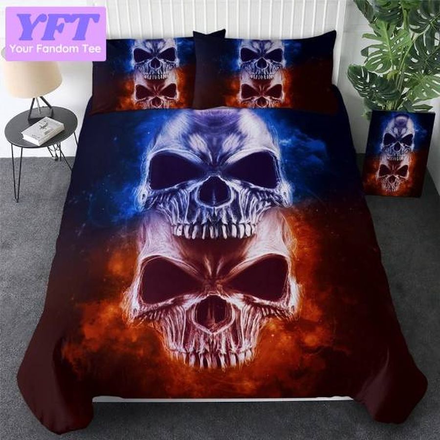 Fire And Ice Skull 3D Bedding Set