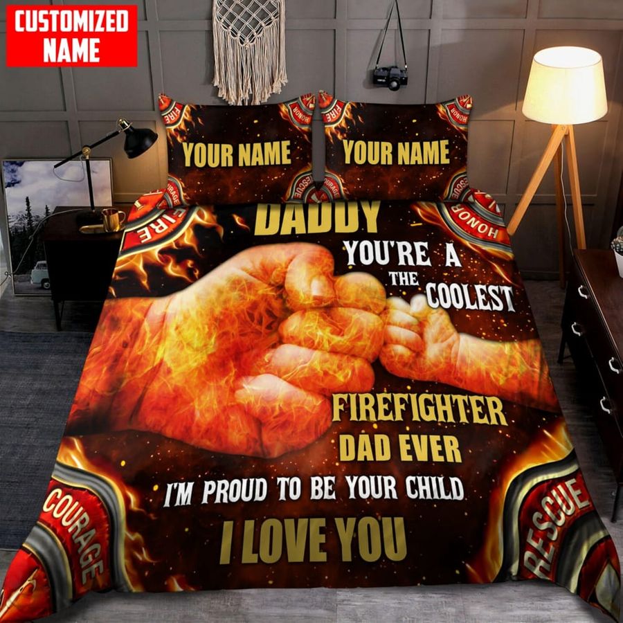 Firefighter For Dad From His Children Bedding Set Duvet Cover Set