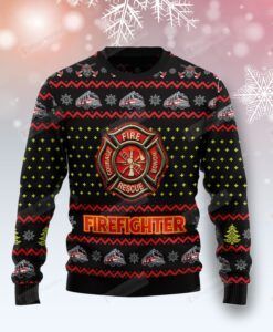 Firefighter Lover Ugly Christmas Sweater, All Over Print Sweatshirt