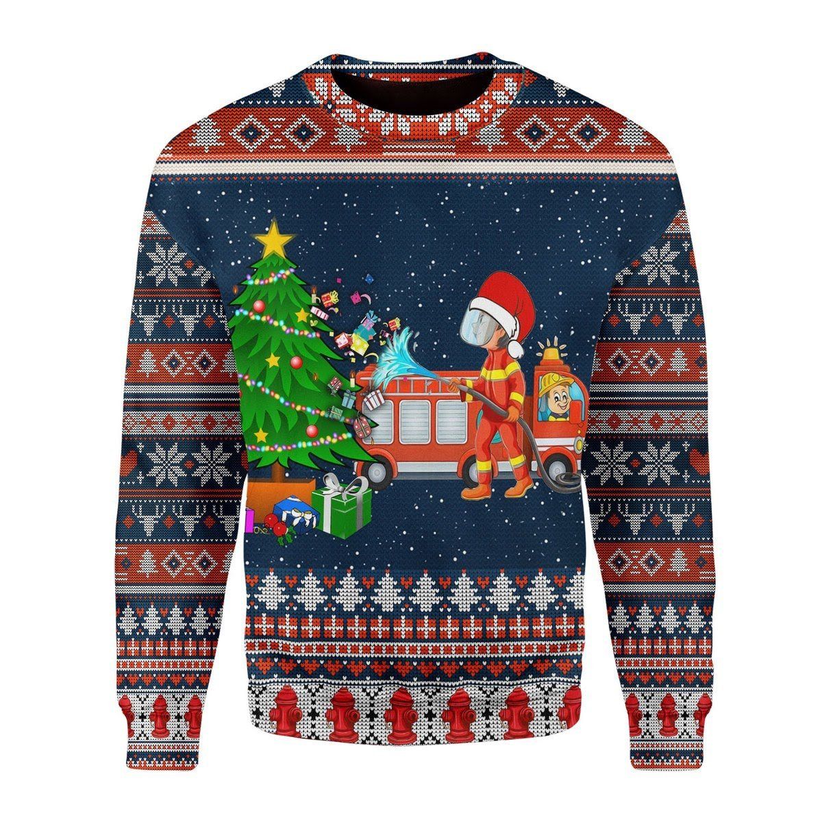 Firefighter Presents Ugly Christmas Sweater