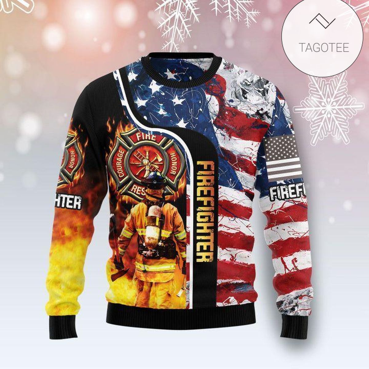 Firefighter USA Ugly Sweater