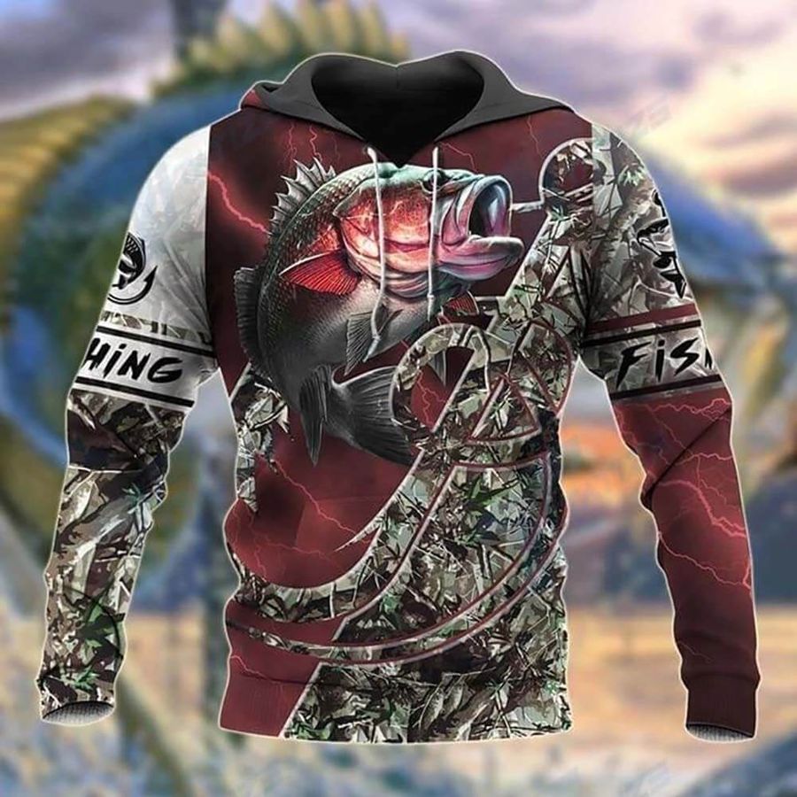 Fishing Hook Camo 3D Hoodie All Over Printed Best Fishing Gifts For Dad