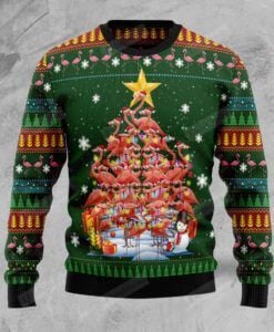 Flamingo Christmas Tree Ugly Christmas Sweater, All Over Print Sweatshirt