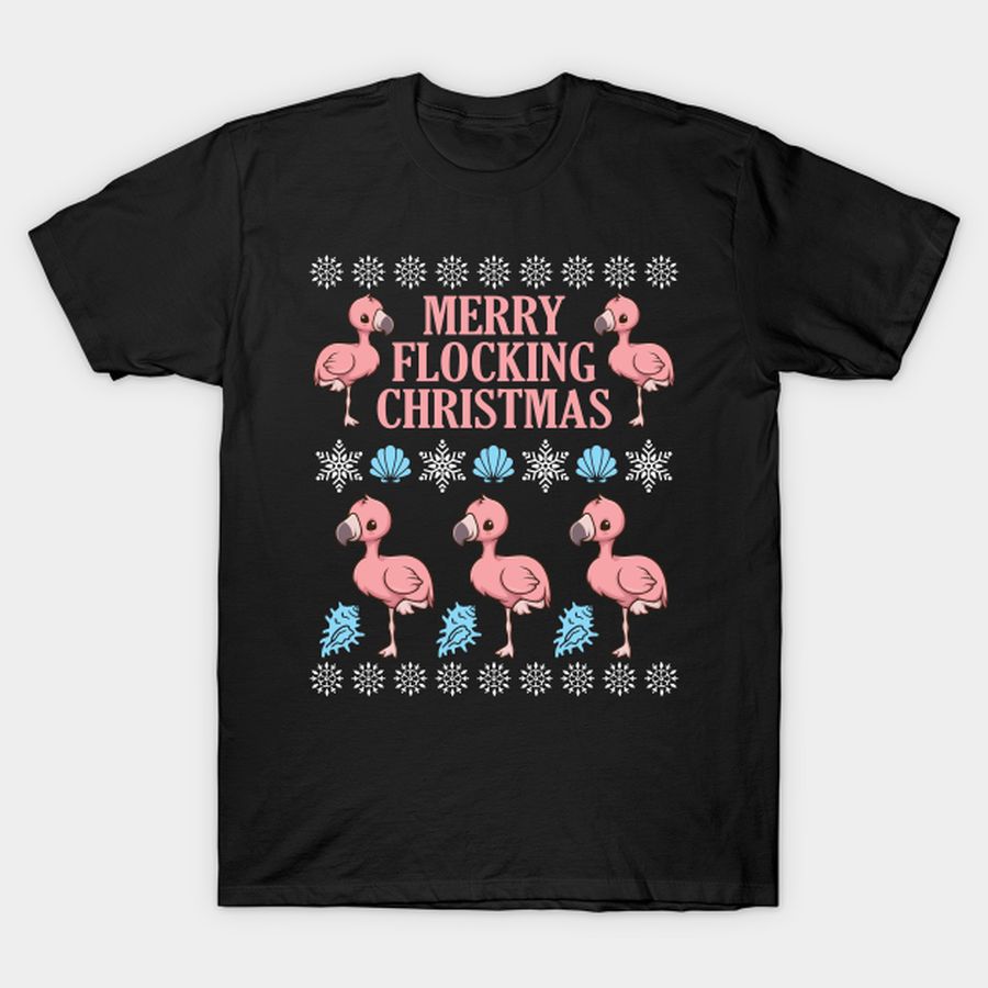 Flamingo Dancing With Snow Fish Merry Flocking Christmas Day T-shirt, Hoodie, SweatShirt, Long Sleeve