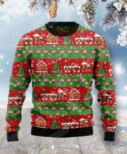 Flamingo Snow Ugly Christmas Sweater, All Over Print Sweatshirt