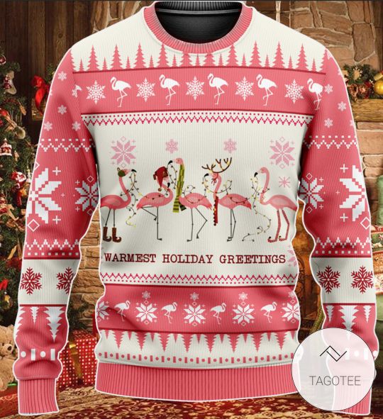 Flamingo Warmest Holiday Greeting Ugly Sweater