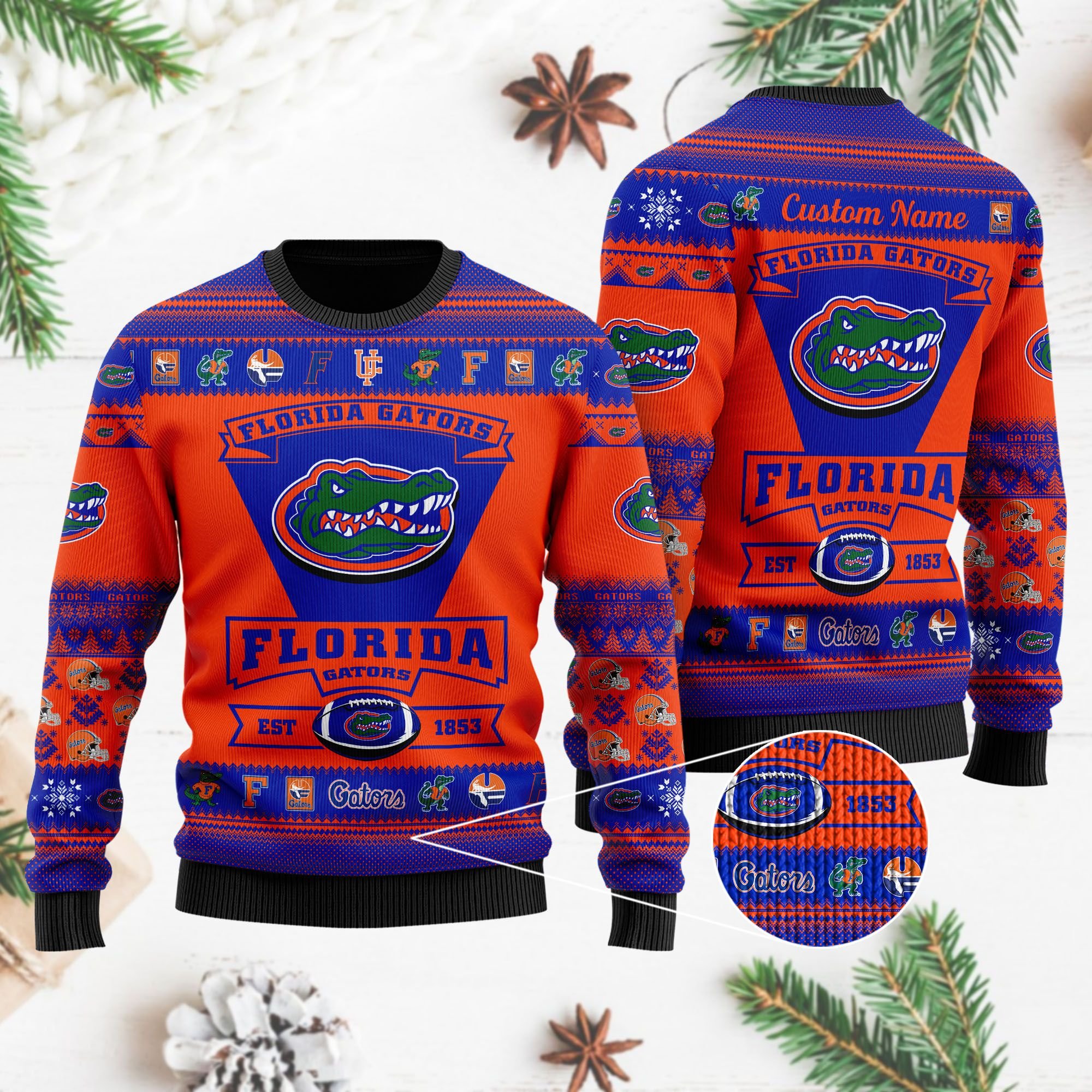 Florida Gators Football Team Logo Custom Name Personalized Ugly Christmas Sweater, Ugly Sweater, Christmas Sweaters, Hoodie, Sweatshirt, Sweater