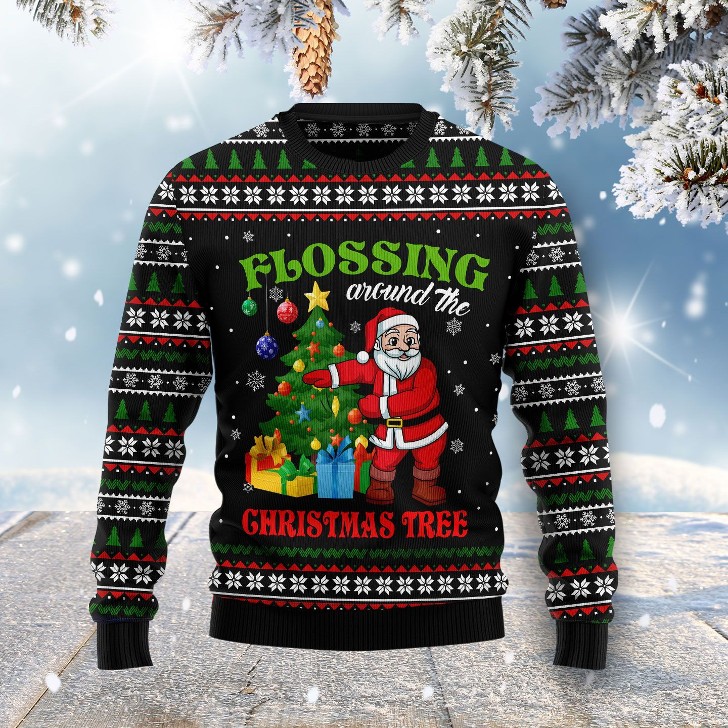 Flossing Around The Christmas Tree Ugly Sweater