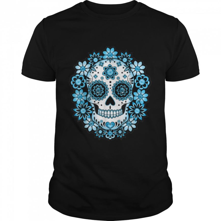 Flower Sugar Skull Souls Day Muertos Day Of Dead Halloween T-Shirt B09JSX58MW