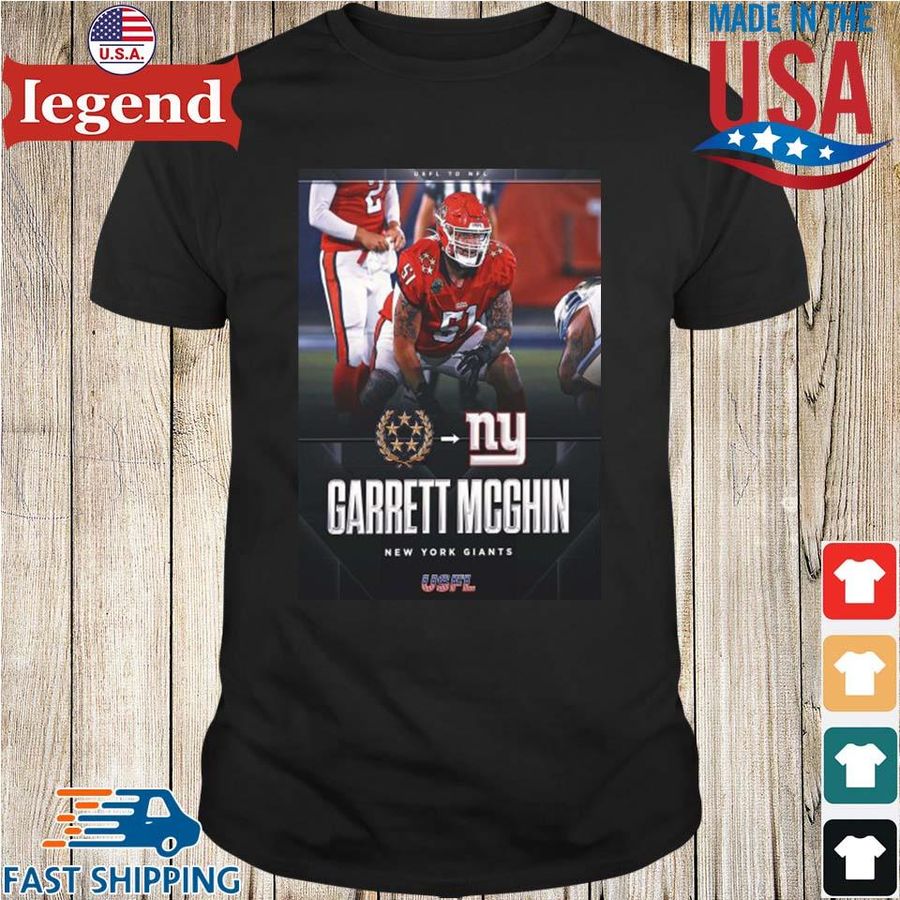 Former New Jersey Generals OT Garrett McGhin Signed New York Giants Shirt