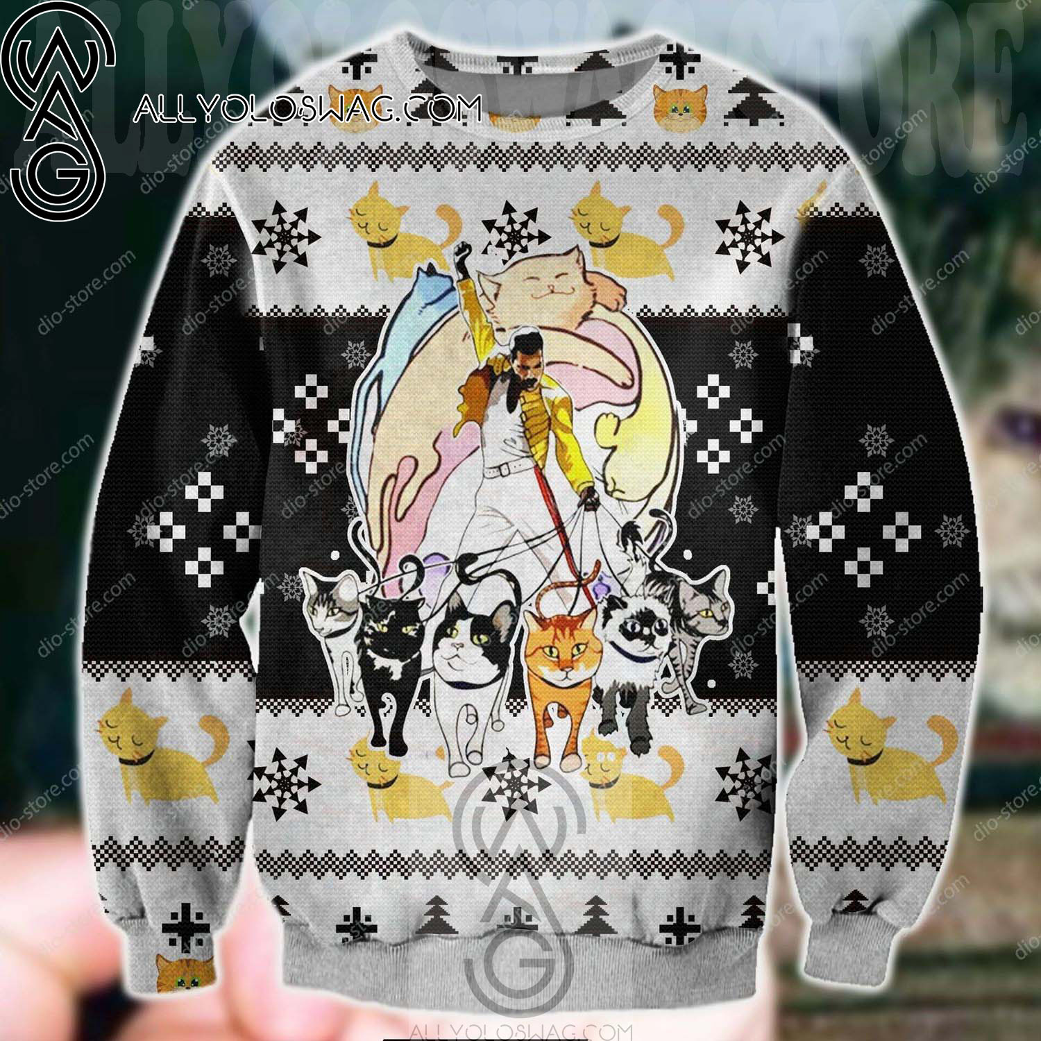 Freddie Mercury And His Cats Knitting Pattern Ugly Christmas Sweater