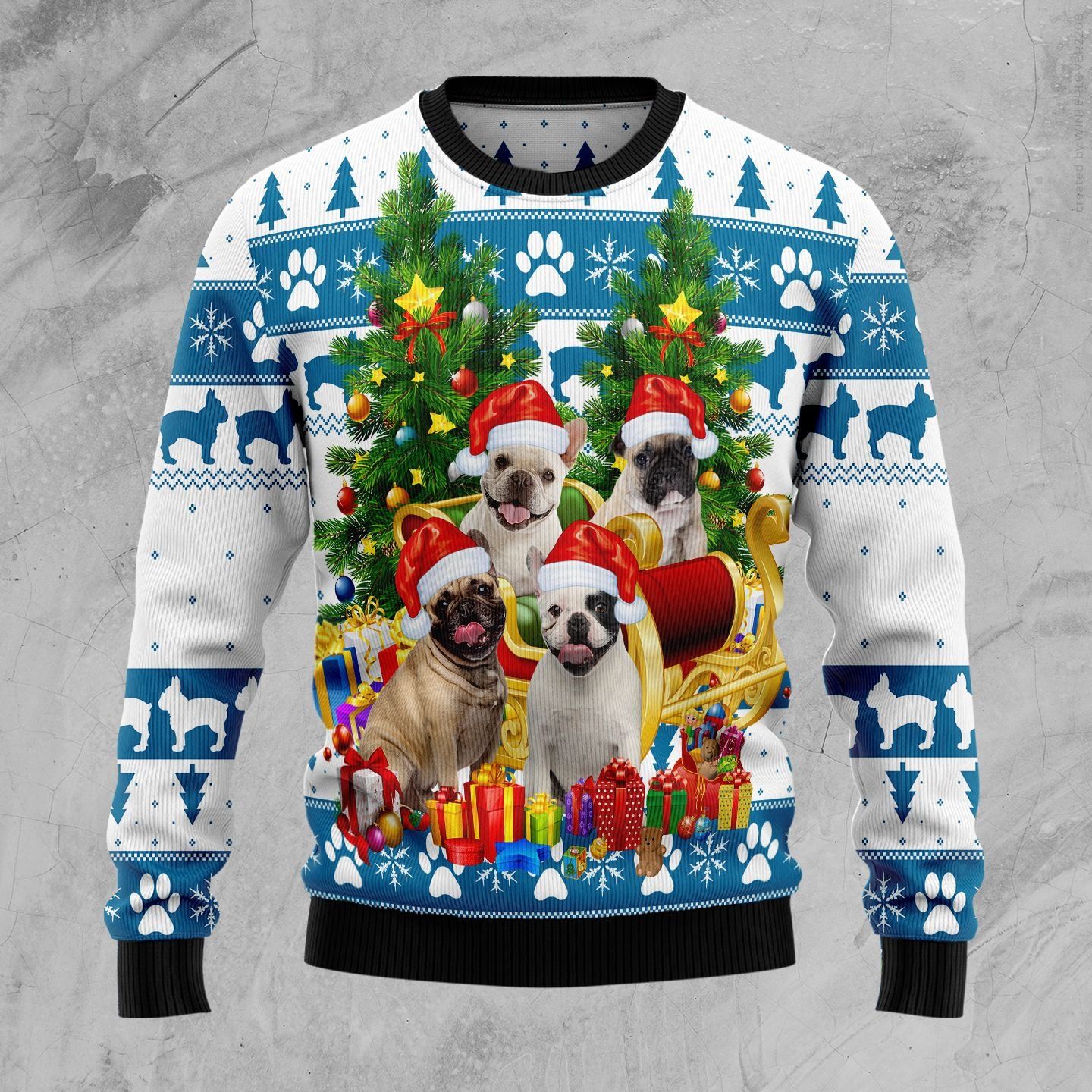  French Bulldog Greeting Ugly Christmas Sweater 