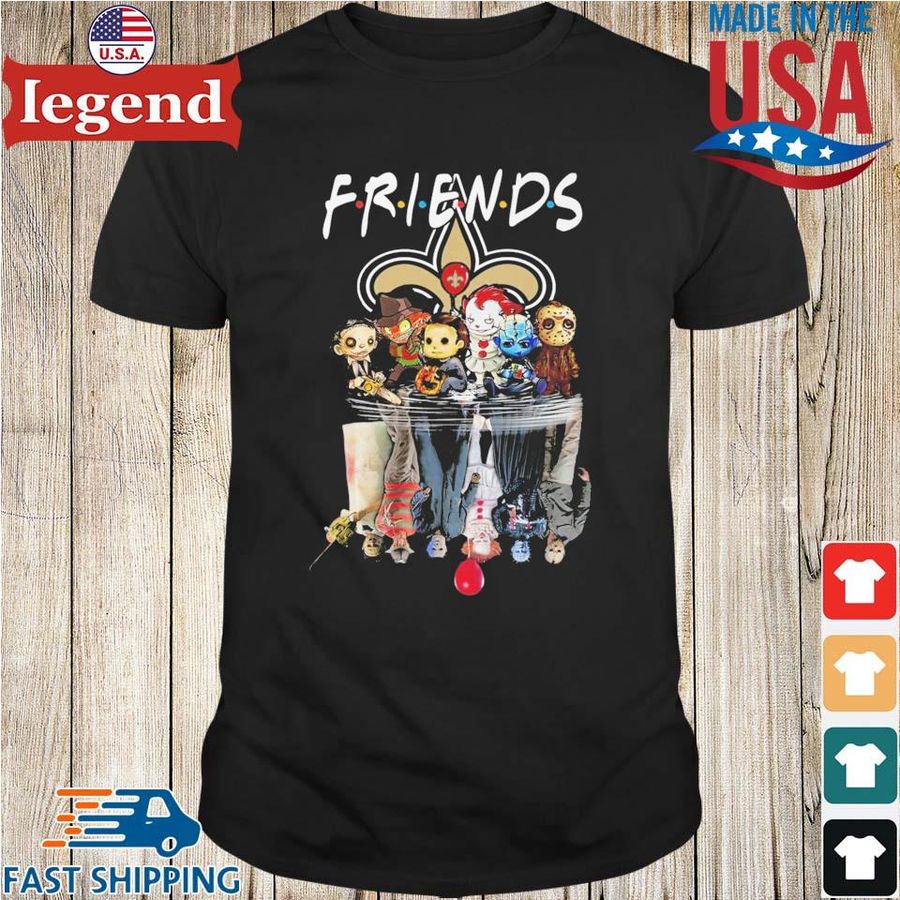 Friends Horror Movie Chibi Characters Water Reflection New Orlean Saints Shirt