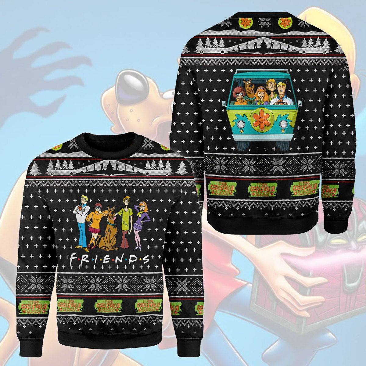 Friends Scooby Doo Printed Ugly Sweater