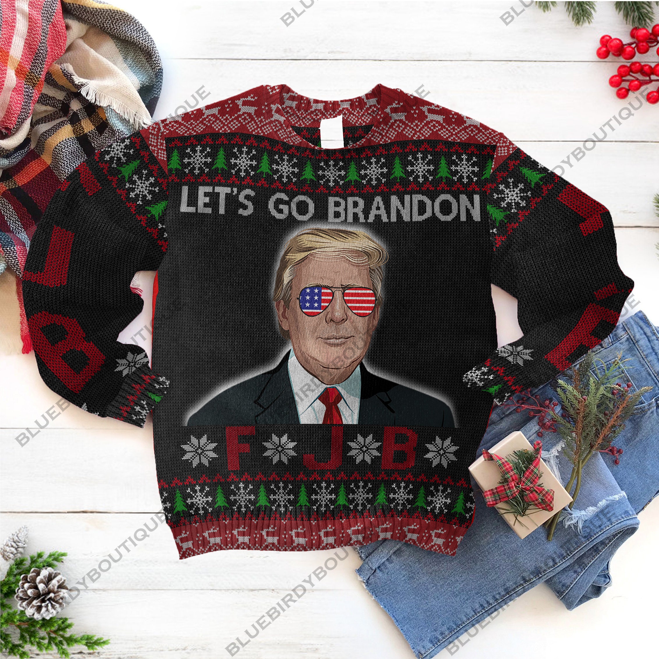Funny FJB Let's Go Brandon Ugly Sweater 2021