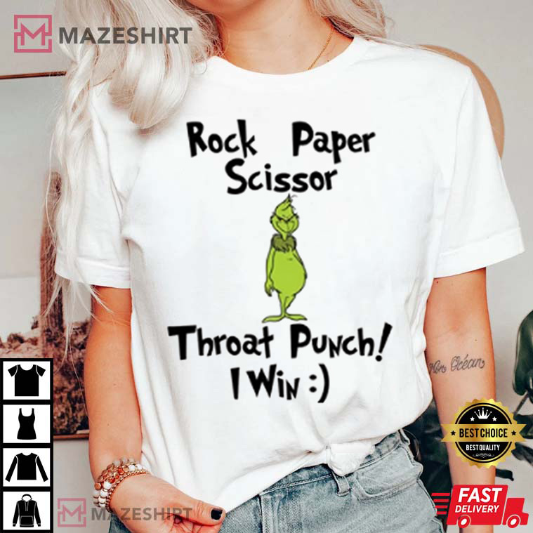 Funny Grinch Christmas Rock Paper Scissor T Shirt