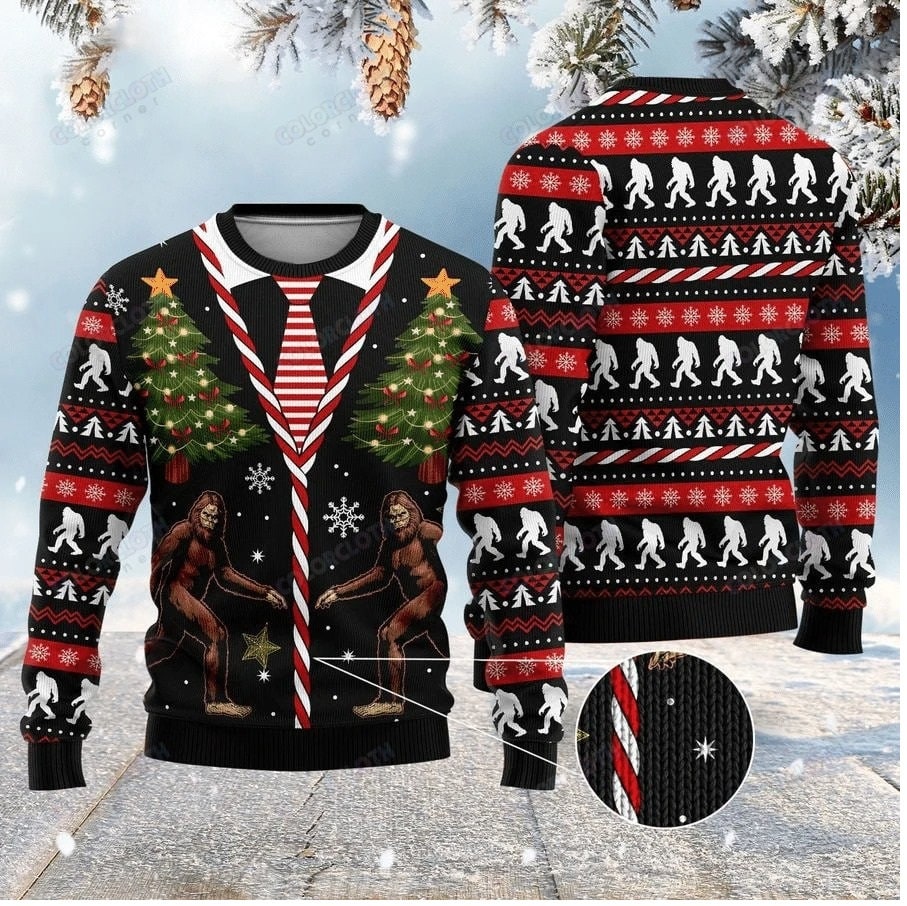 Funny Vintage Bigfoot Sasquatch Ugly Christmas Sweater Sweatshirt
