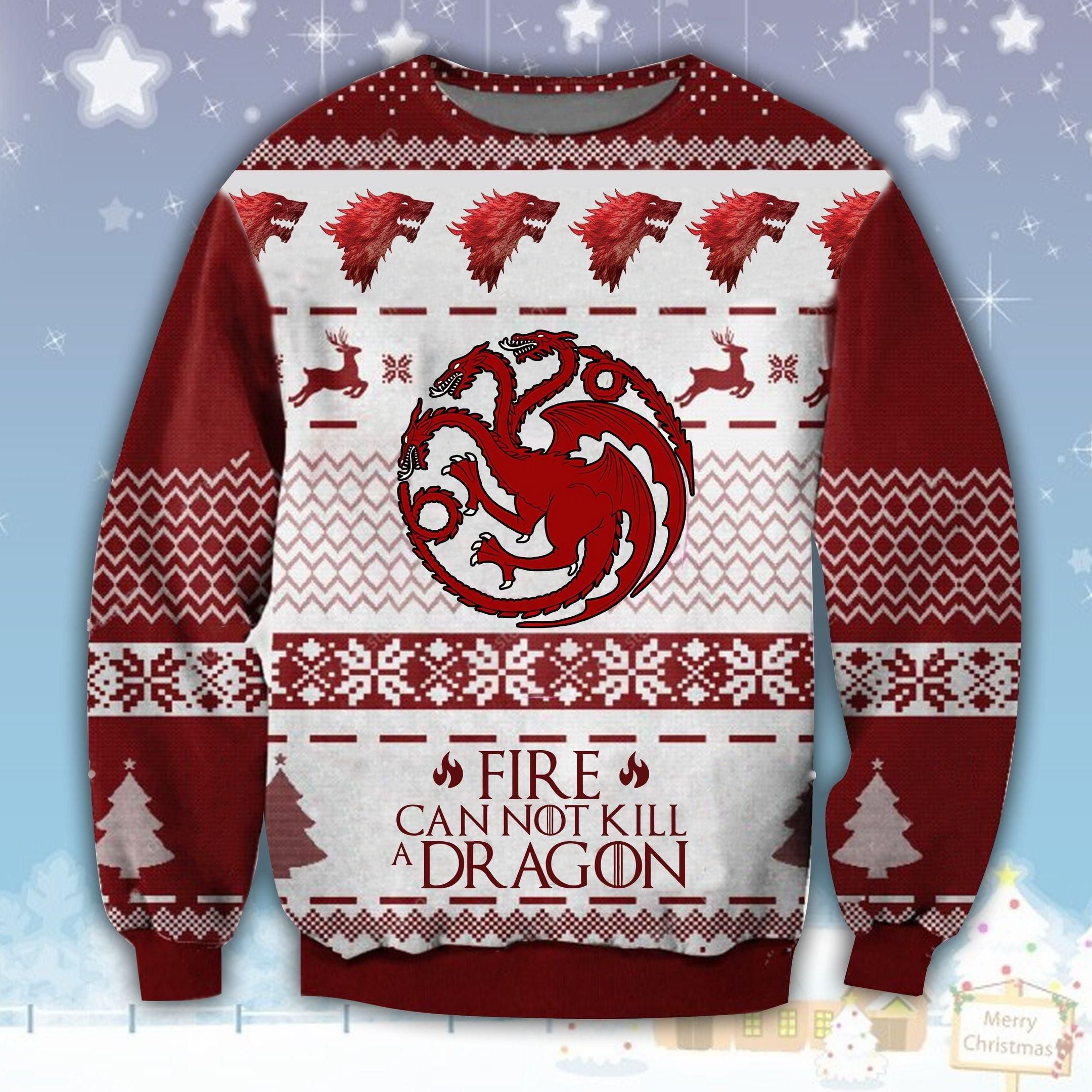Game Of Thrones Fire Cannot Kill A Dragon GOT Ugly Sweater, Christmas Gift, Game Of Thrones Fire Cannot Kill A Dragon GOT Ugly Christmas Sweater