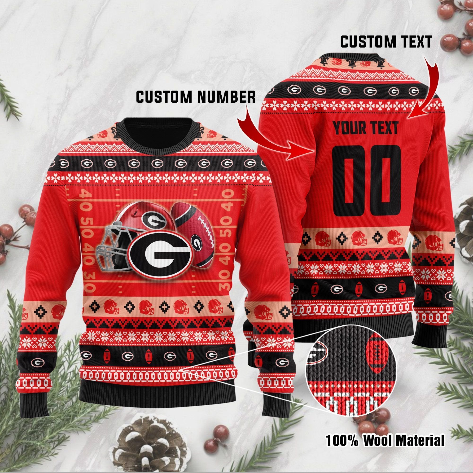 Georgia Bulldogs Custom Name & Number Personalized Ugly Christmas Sweater, Ugly Sweater, Christmas Sweaters, Hoodie, Sweatshirt, Sweater