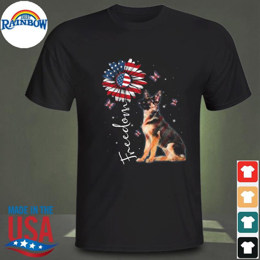 German Shepherd sunflower freedom American flag shirt