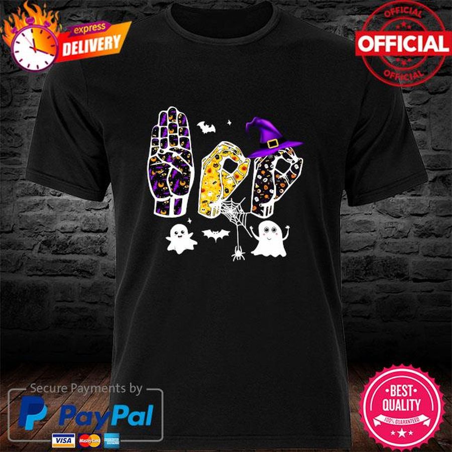 Ghosts witch hat Boo Halloween hand signal shirt