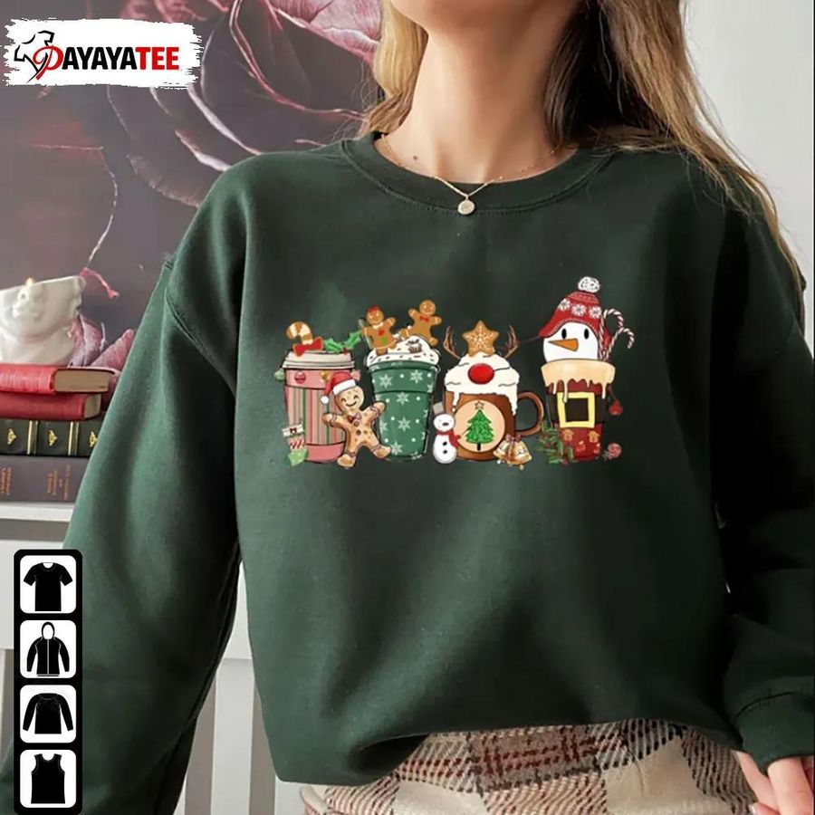 Gingerbread Christmas Coffee Shirt Happy Latte Drink Candy Cane Unsiex Gifts