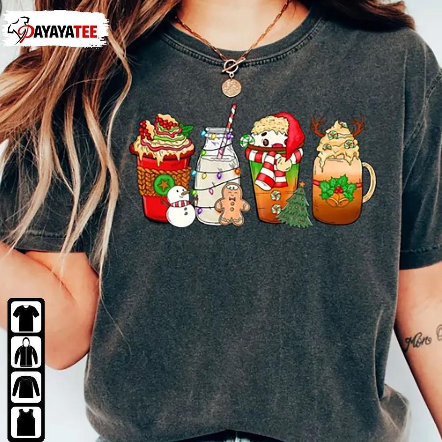 Gingerbread Christmas Coffee Shirt Latte Drink Candy Snowman Unisex Gifts