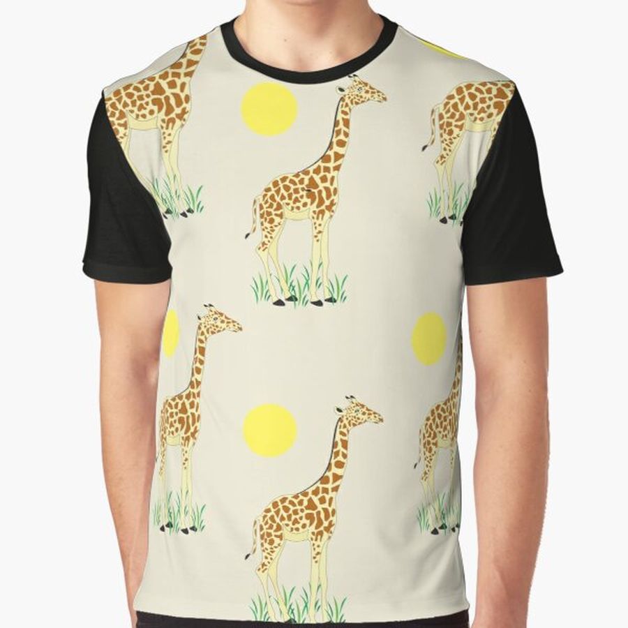 Giraffe Scenery Pattern Graphic T-Shirt