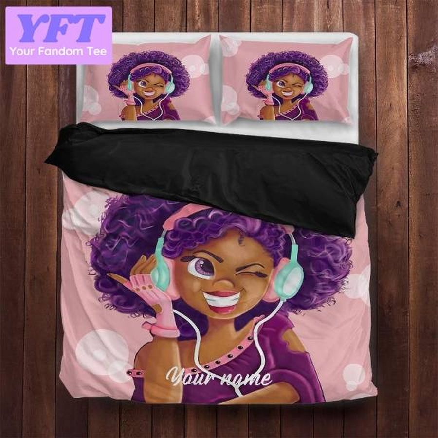 Girl Cute Pink Music Custom Name Et 3d Bedding Set