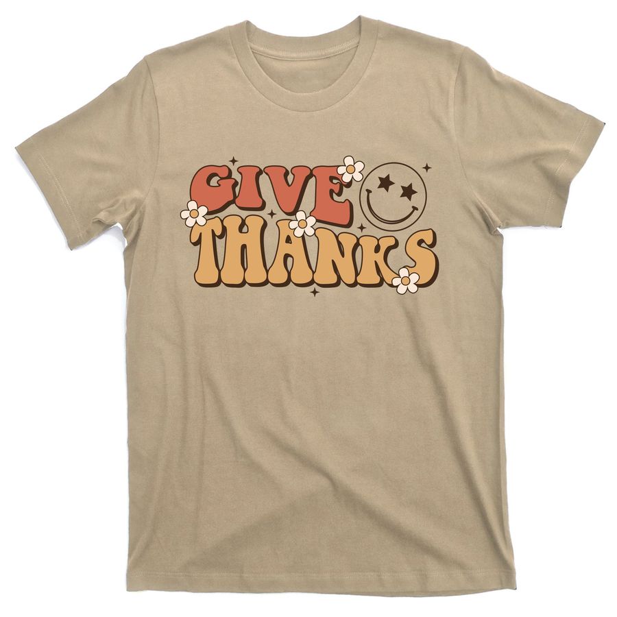 Give Thanks Groovy Family Thanksgiving Matching Outfits T-Shirts