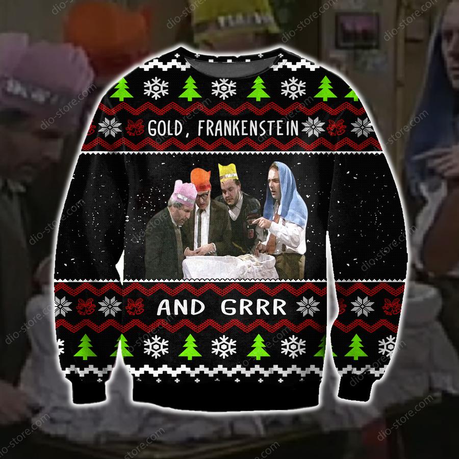 Gold Frankenstein And Grr Ugly Sweater