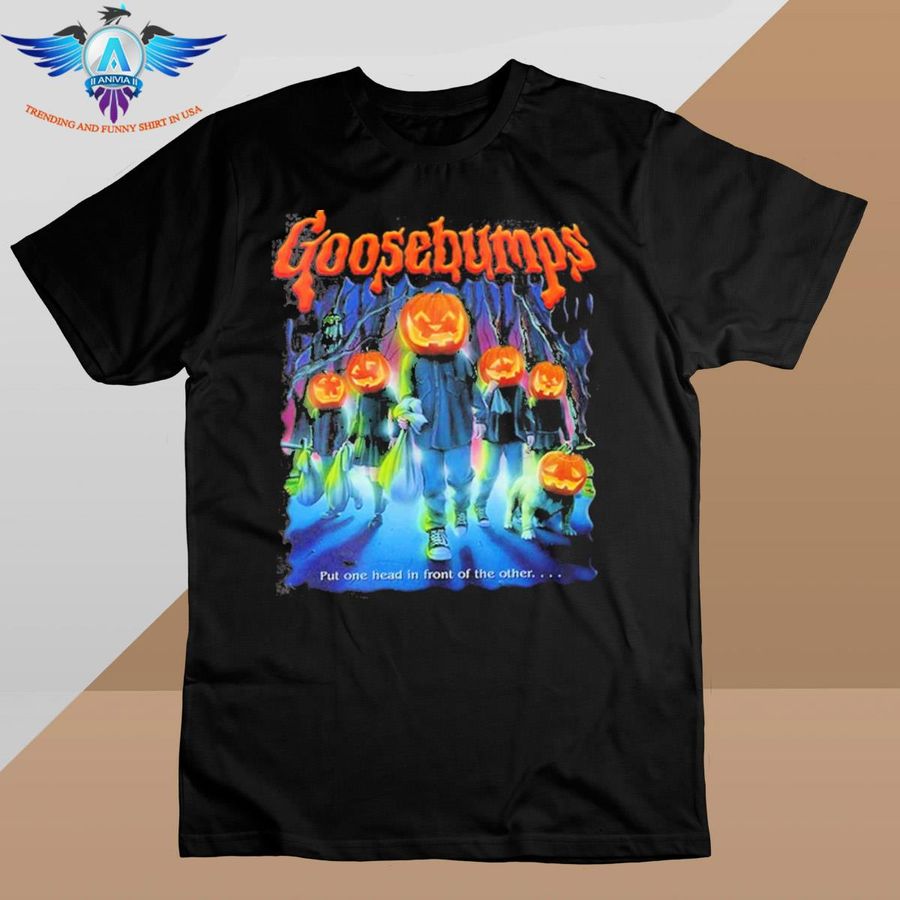 Goosebump Happy Halloween Spooky Season 2022 pumpkin head put one head in font of the other shirt