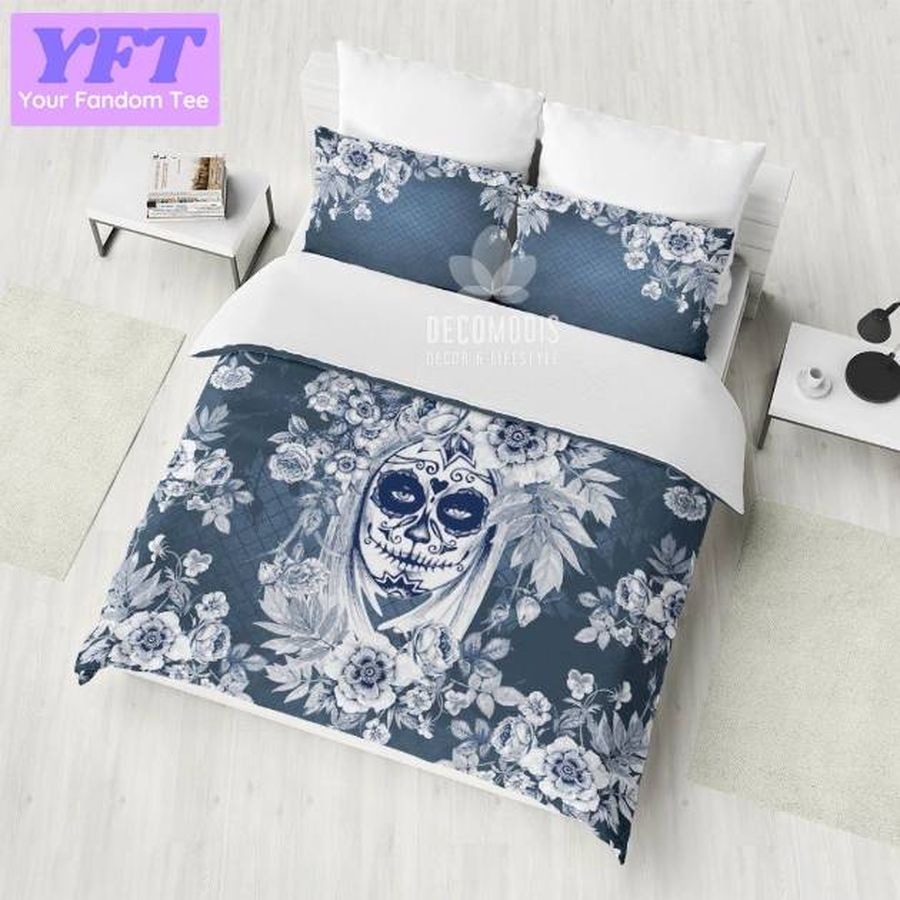 Gothic Bedding Sugar Skull Et Floral Girl Skull Bedspread Dark Totem Bedding 3D Bedding Set