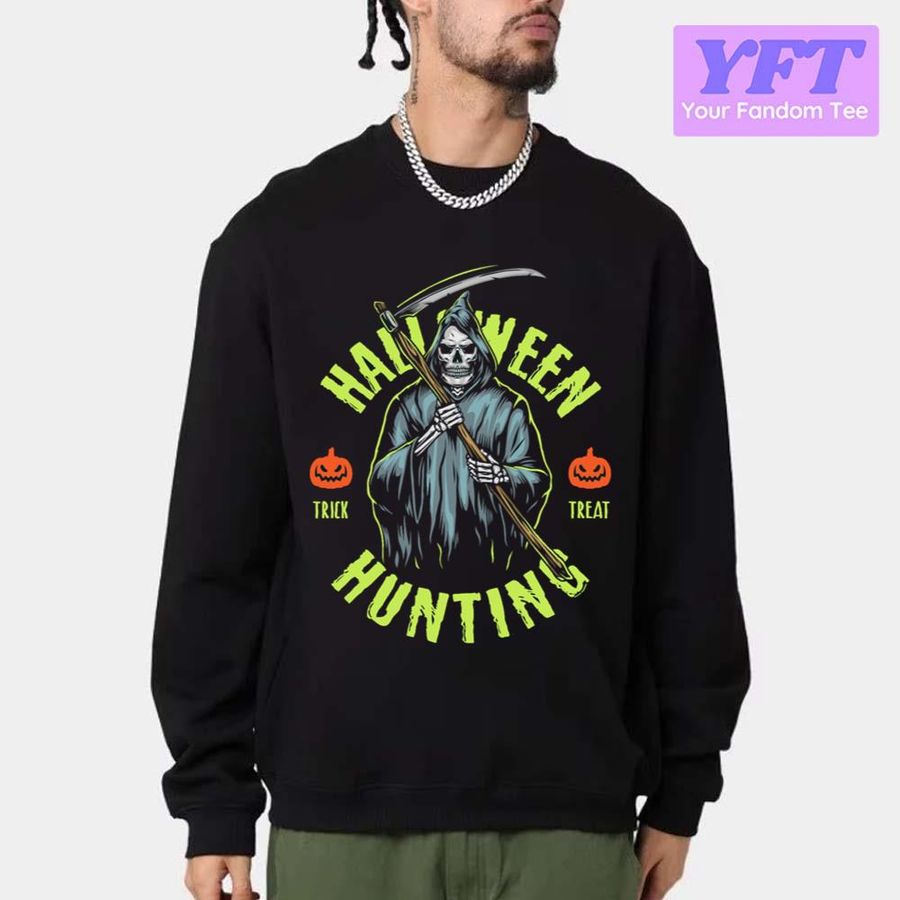 Green Art Text Halloween Spooky The Grim Reaper Unisex Sweatshirt