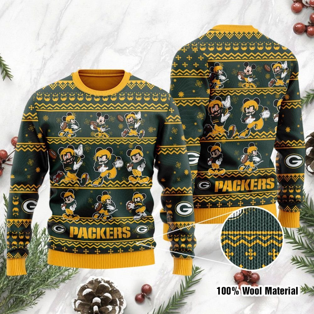 Green Bay Packers Mickey Mouse Holiday Party Ugly Christmas Sweater, Ugly Sweater, Christmas Sweaters, Hoodie, Sweatshirt, Sweater