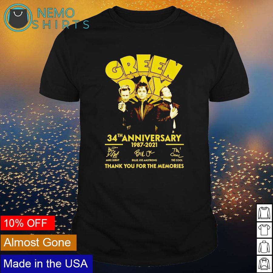 Green Day 34th Anniversary 1987 2021 thank you for the memories shirt