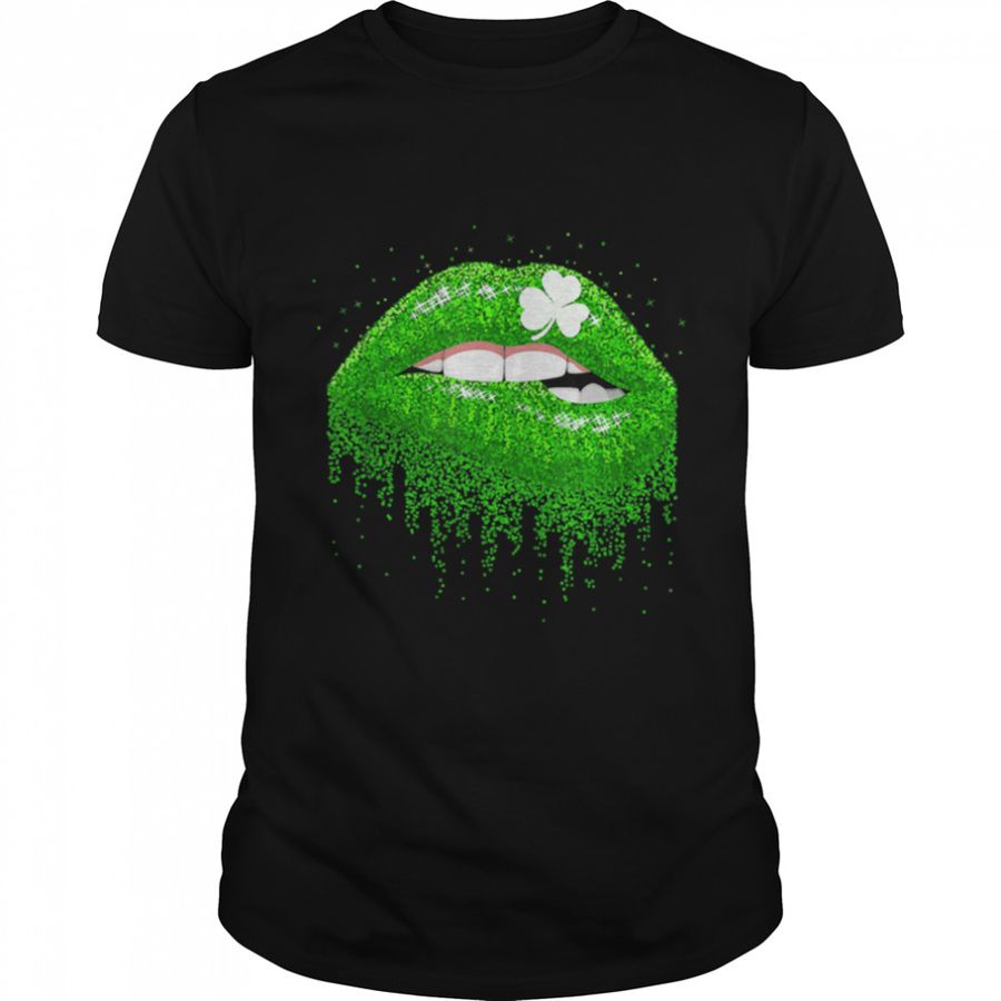 Green Lips Biting Sexy Irish Costume Shirt St Patricks Day T-Shirt B08YHGFCLN
